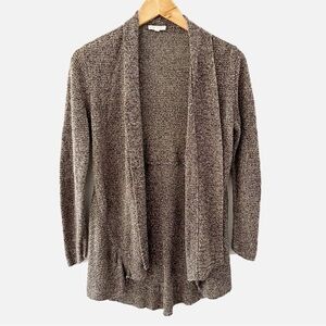 Eileen Fisher System Brown Open-Front 100% Linen Cardigan Sweater Size Small